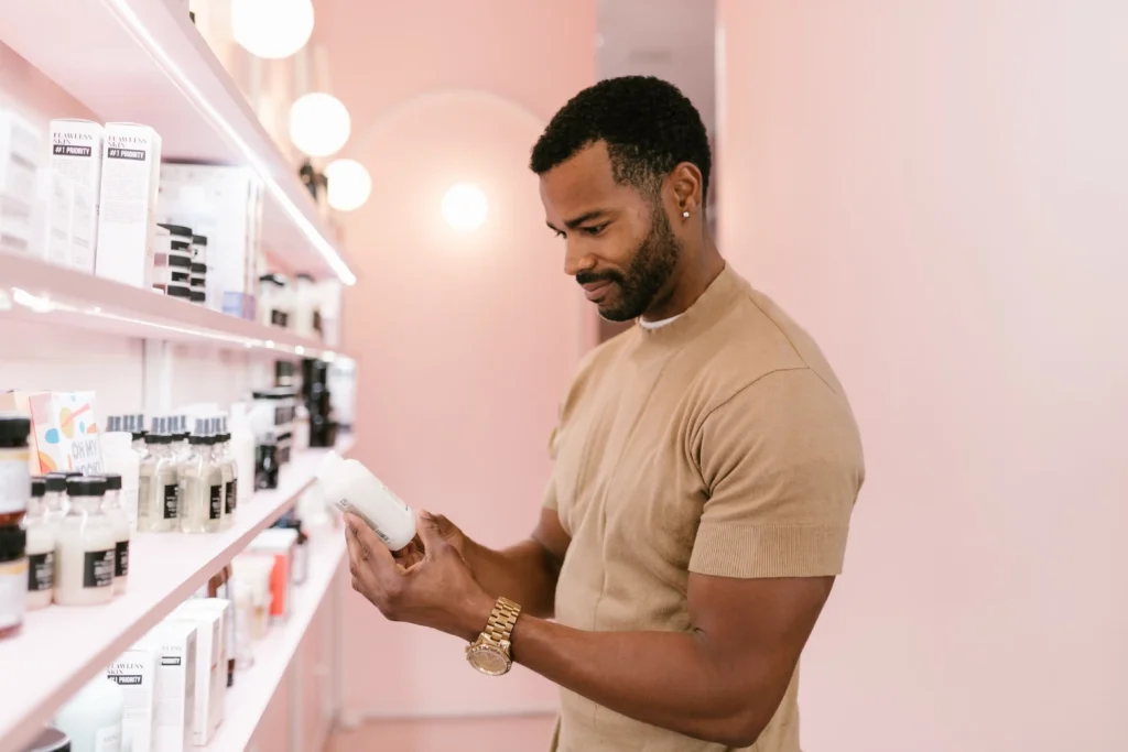 Man researching the best hair loss products for men.