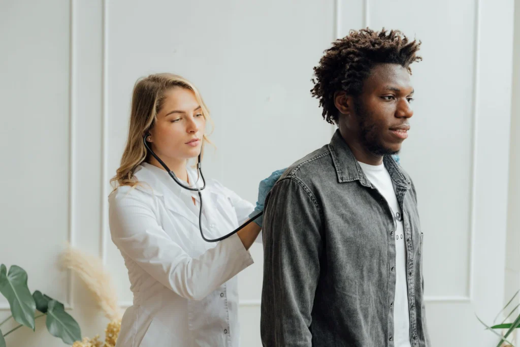 Healthcare provider monitoring a patient’s TRT heart health.