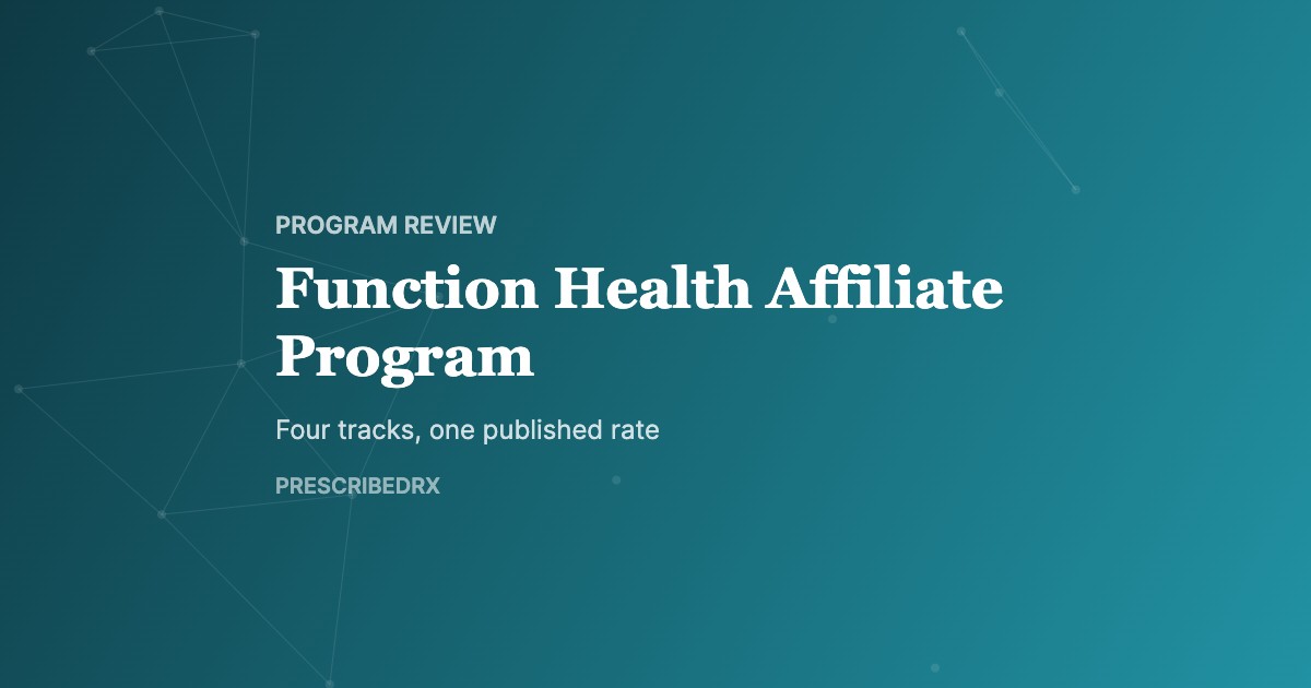Function Health Affiliate Program, PrescribedRx affiliate guide cover