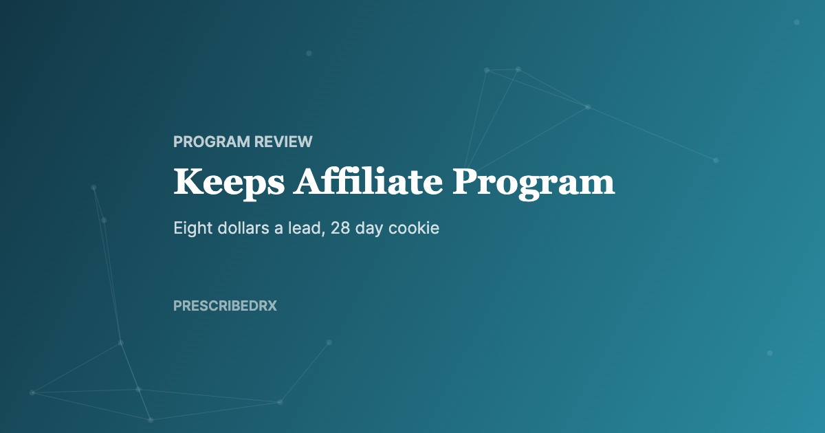 Keeps Affiliate Program, PrescribedRx affiliate guide cover